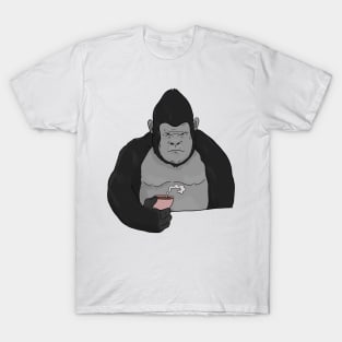 Grumpy Gorilla Ape with Coffee Morning Grouch T-Shirt